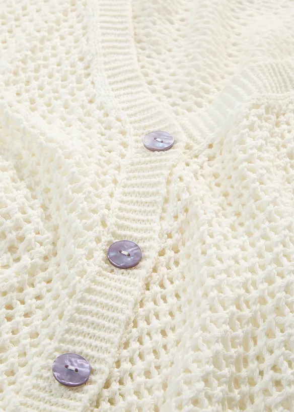 Cardigan traforato in misto lino, bonprix
