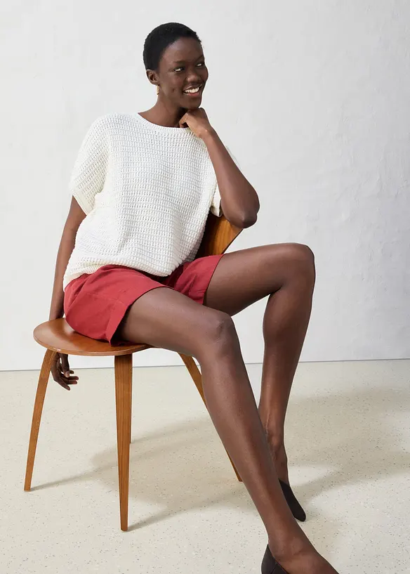 Maglione traforato in misto lino, bonprix