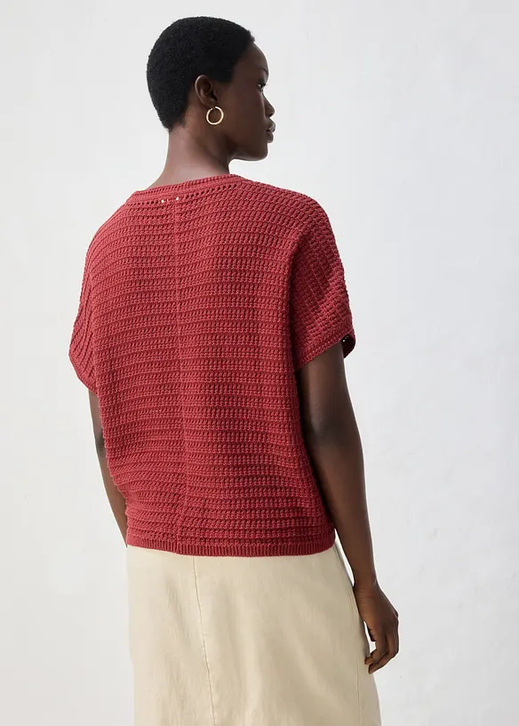 Maglione traforato in misto lino, bonprix