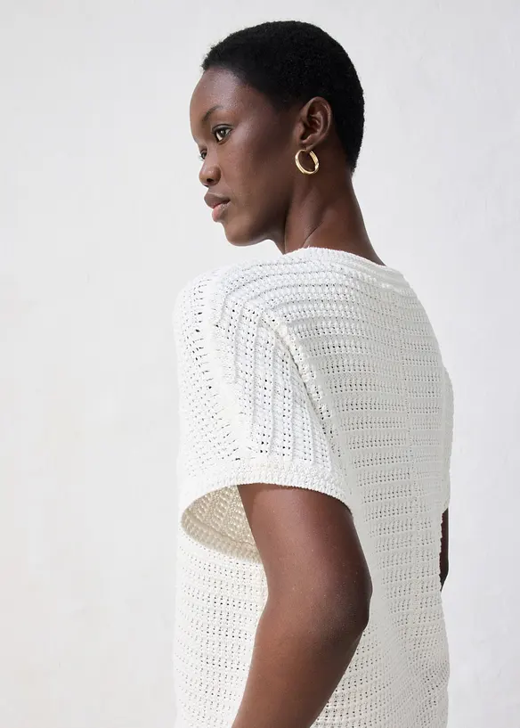 Maglione traforato in misto lino, bonprix