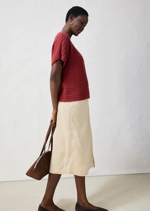 Maglione traforato in misto lino, bonprix