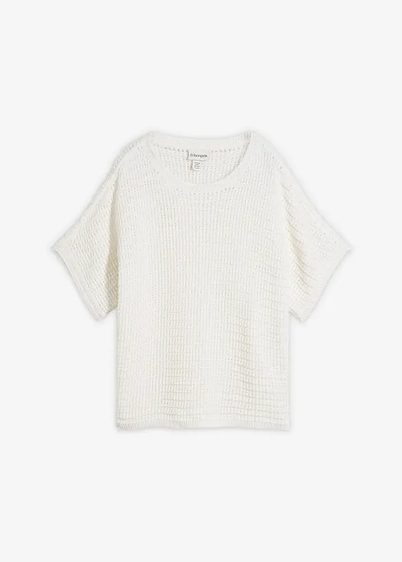 Maglione traforato in misto lino, bonprix