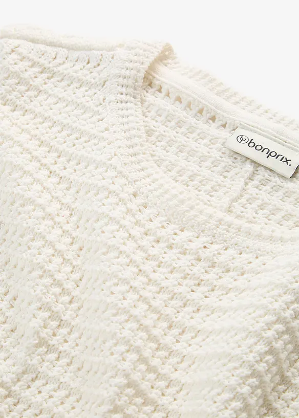 Maglione traforato in misto lino, bonprix