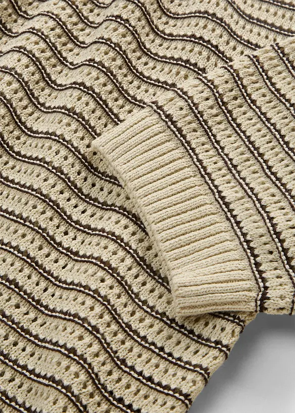 Maglione traforato con lino, bonprix