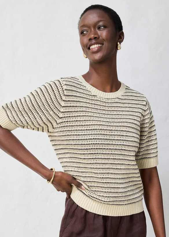 Maglione traforato con lino, bonprix