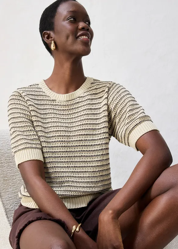 Maglione traforato con lino, bonprix