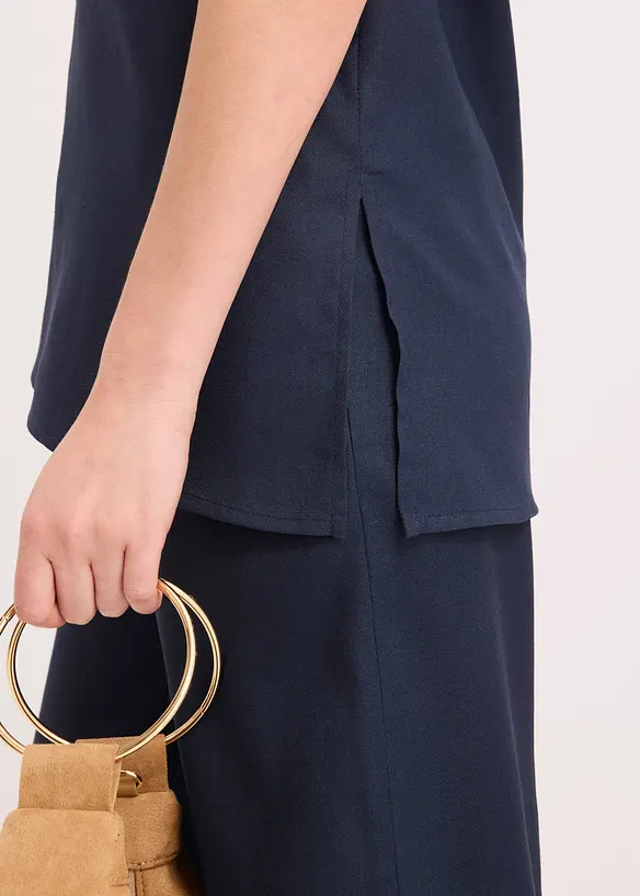 Top con misto lino, bonprix