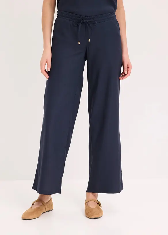 Pantaloni larghi in misto lino, bonprix