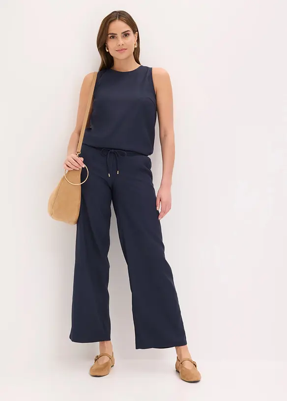 Pantaloni larghi in misto lino, bonprix