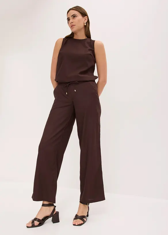 Pantaloni larghi in misto lino, bonprix
