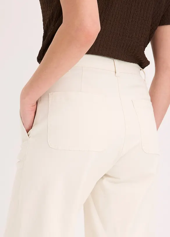 Bermuda wide leg in twill elasticizzato, bonprix