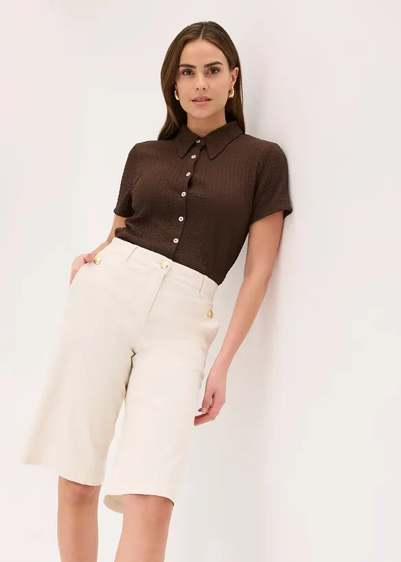 Bermuda wide leg in twill elasticizzato, bonprix
