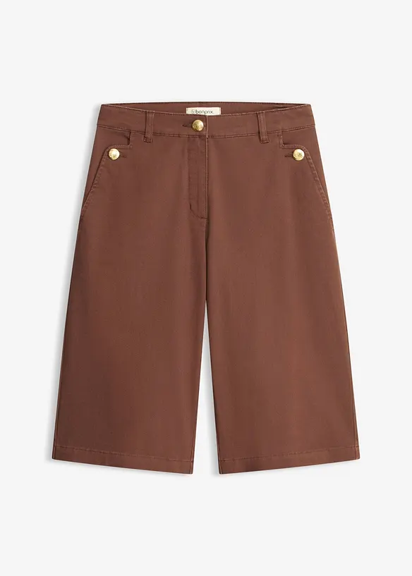 Bermuda wide leg in twill elasticizzato, bonprix