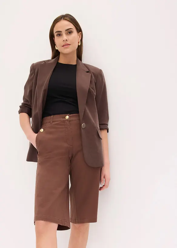 Bermuda wide leg in twill elasticizzato, bonprix