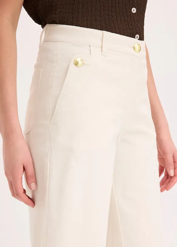 Bermuda wide leg in twill elasticizzato, bonprix