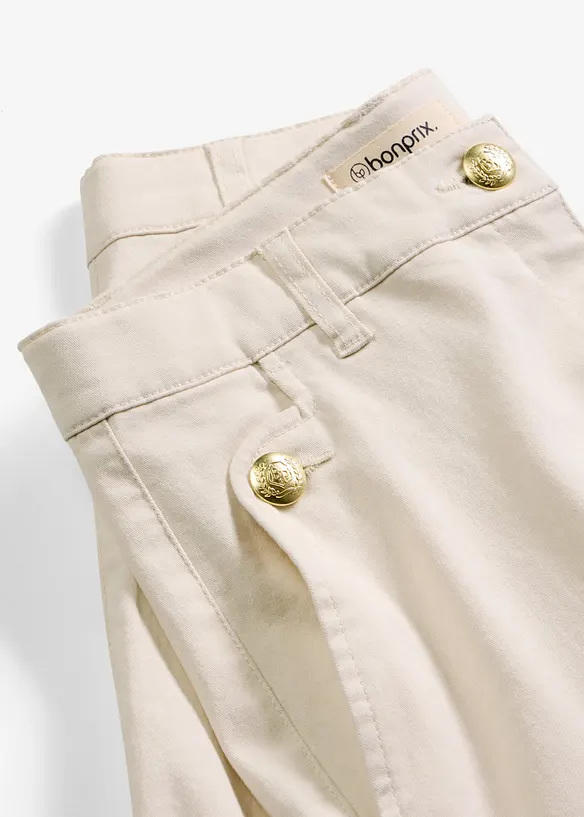 Bermuda wide leg in twill elasticizzato, bonprix