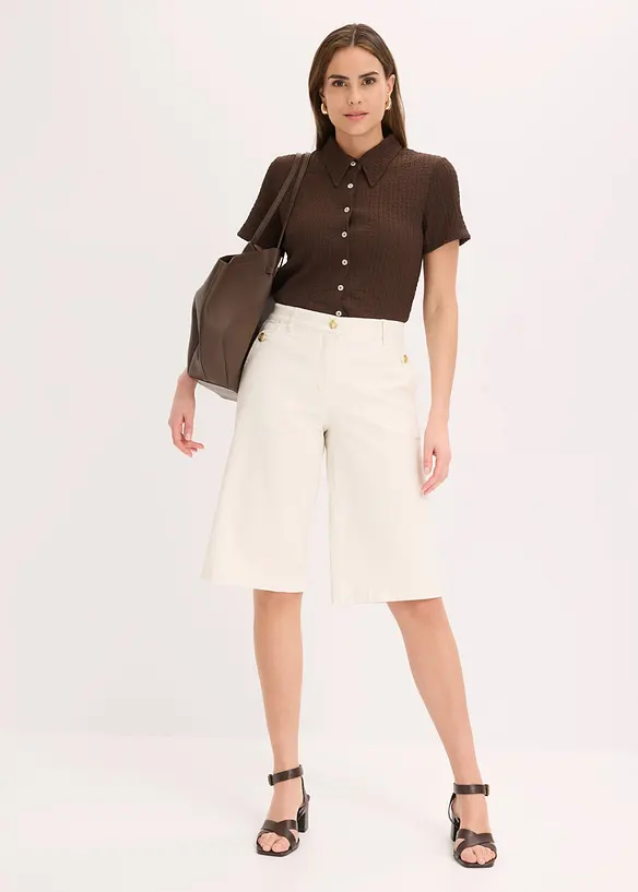 Bermuda wide leg in twill elasticizzato, bonprix