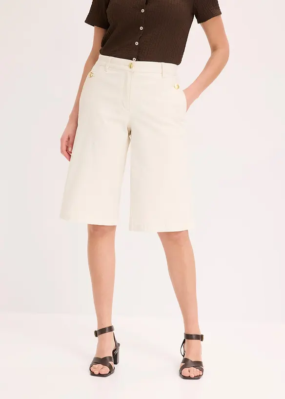 Bermuda wide leg in twill elasticizzato, bonprix