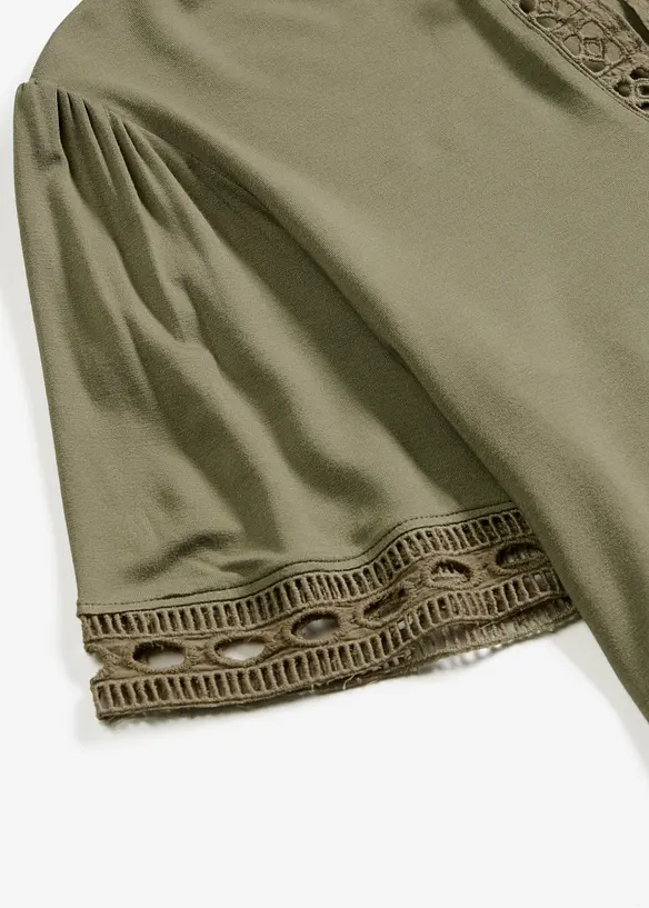 Maglia lunga con bordi in pizzo, bonprix