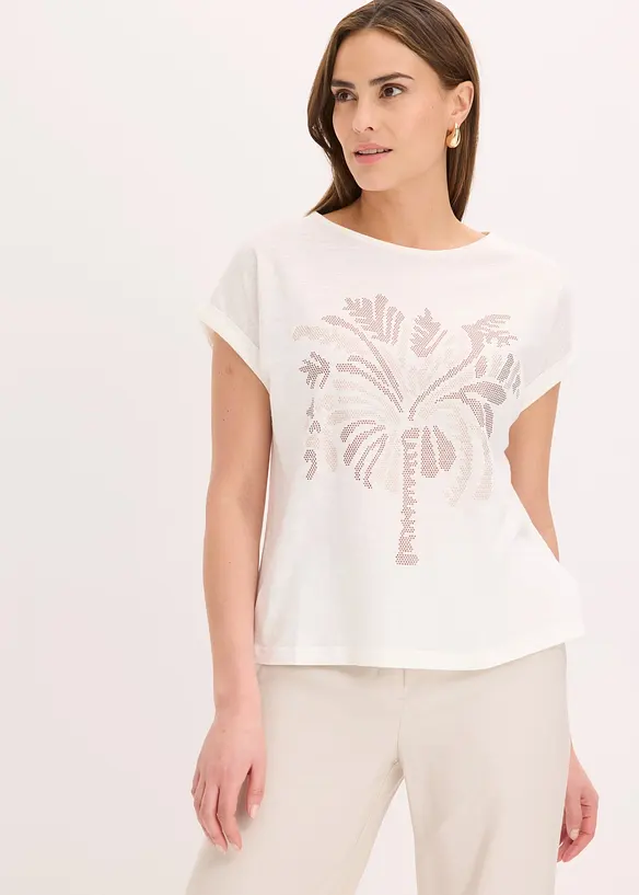 Maglia in cotone con borchiette, bonprix