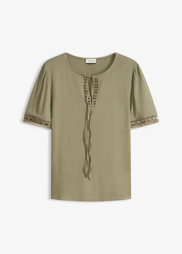 Maglia lunga con bordi in pizzo, bonprix