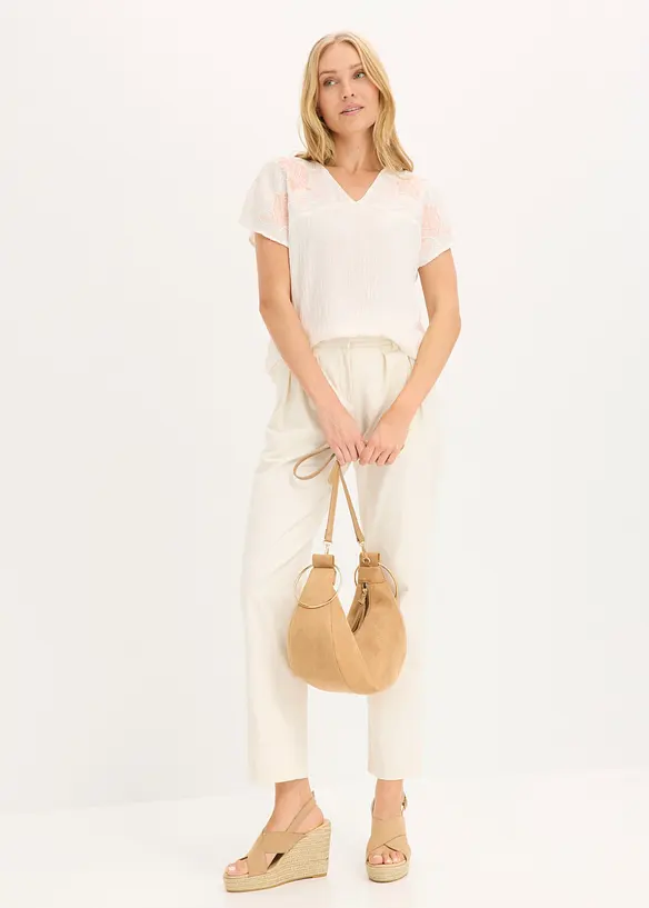 Blusa con ricamo floreale, bonprix