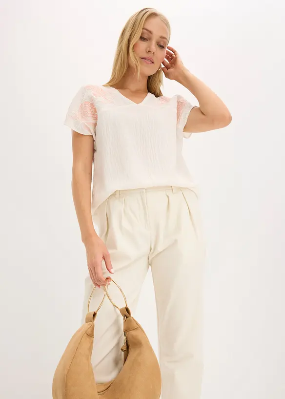 Blusa con ricamo floreale, bonprix