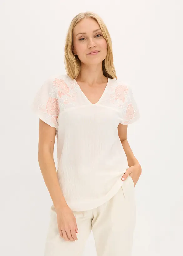 Blusa con ricamo floreale, bonprix
