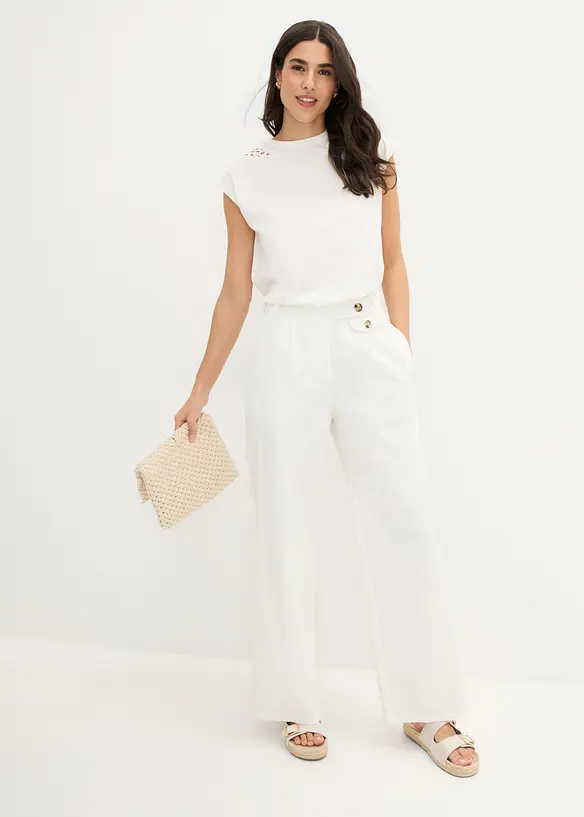 Maglia in puro cotone con inserto in pizzo, bonprix