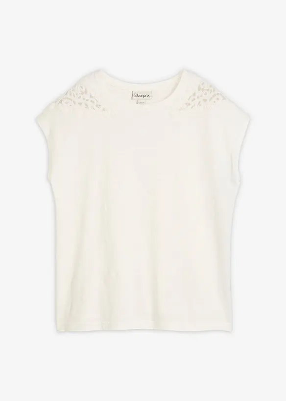 Maglia in puro cotone con inserto in pizzo, bonprix