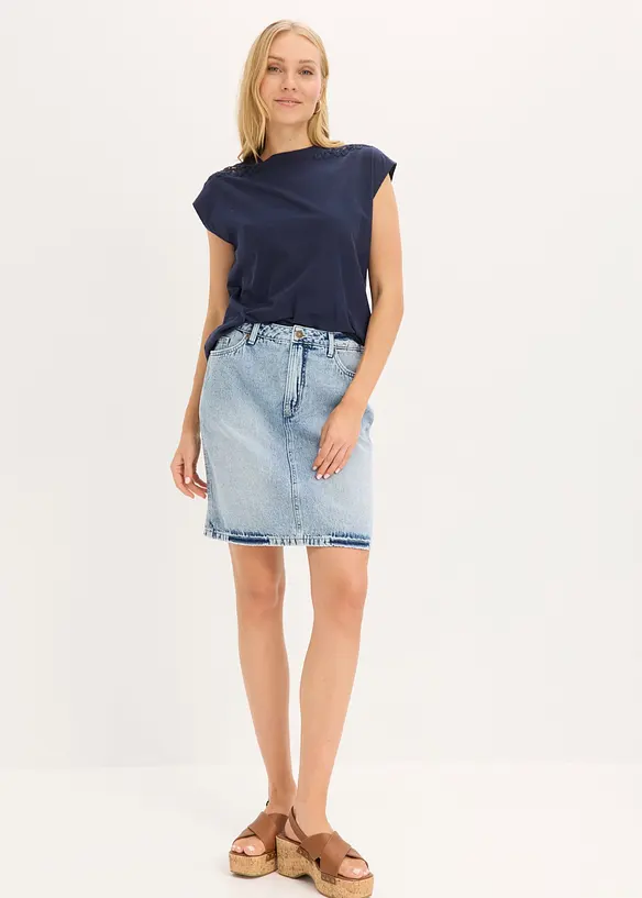 Maglia in puro cotone con inserto in pizzo, bonprix