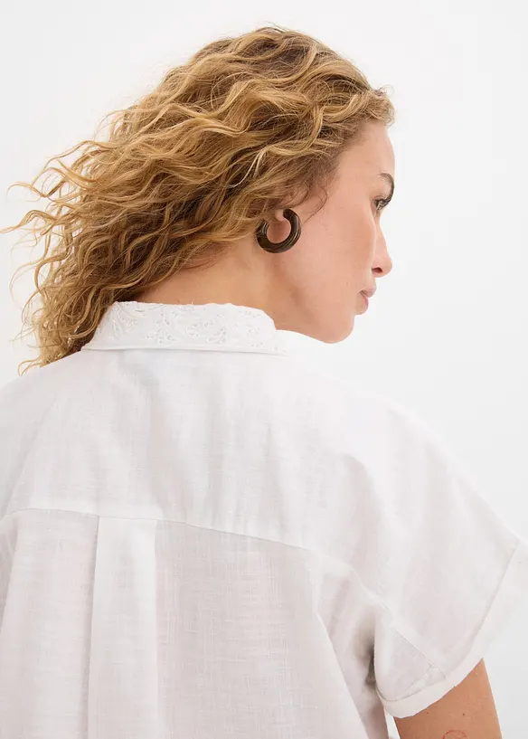 Camicetta di cotone con ricami traforati, bonprix