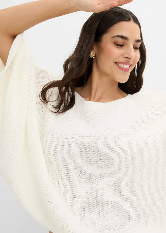 Maglione stile chimono in filato a fettuccia, bonprix