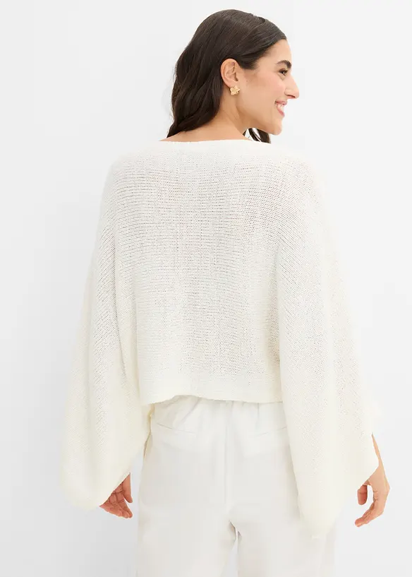 Maglione stile chimono in filato a fettuccia, bonprix