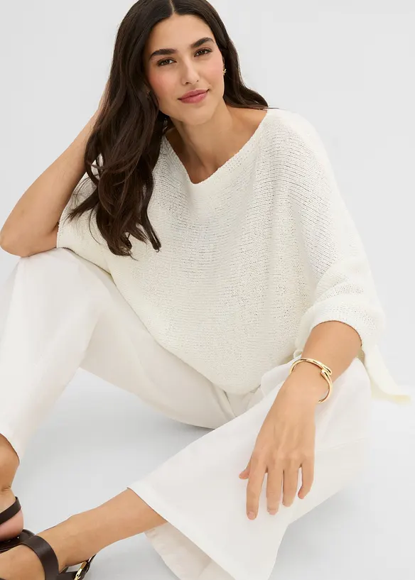 Maglione stile chimono in filato a fettuccia, bonprix