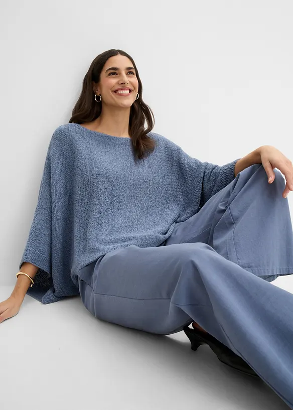 Maglione stile chimono in filato a fettuccia, bonprix