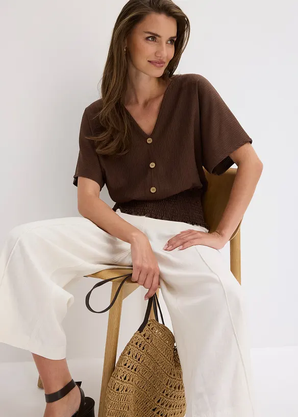 Maglia in cr&ecirc;pe operato, bonprix
