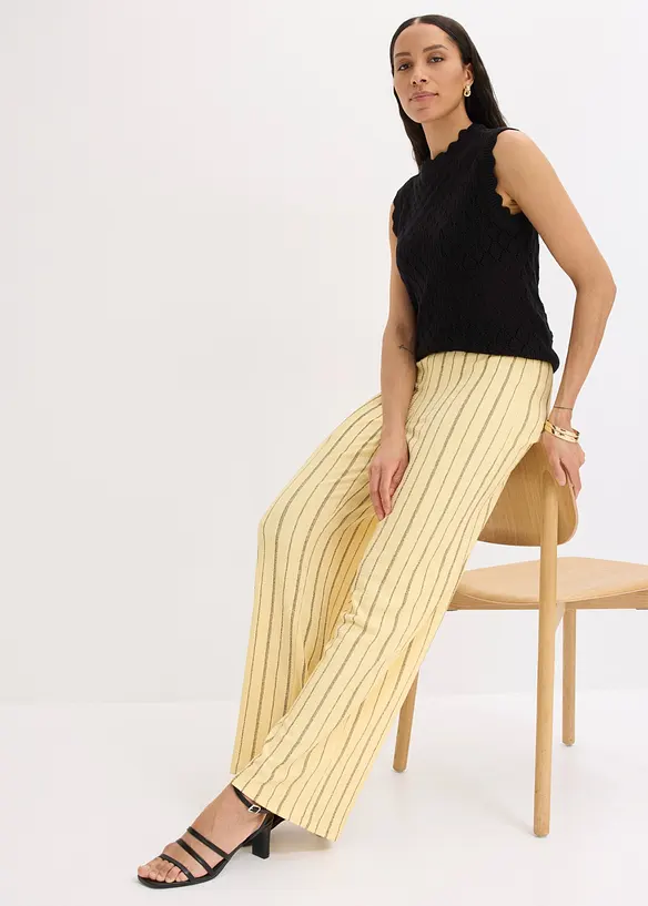 Pantaloni con elastico in vita in jersey strutturato, bonprix