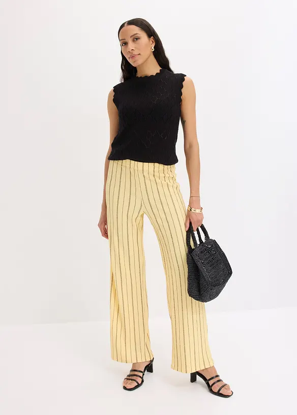 Pantaloni con elastico in vita in jersey strutturato, bonprix