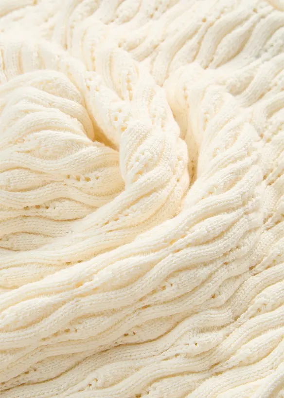 Maglione traforato di cotone a maniche corte, bonprix