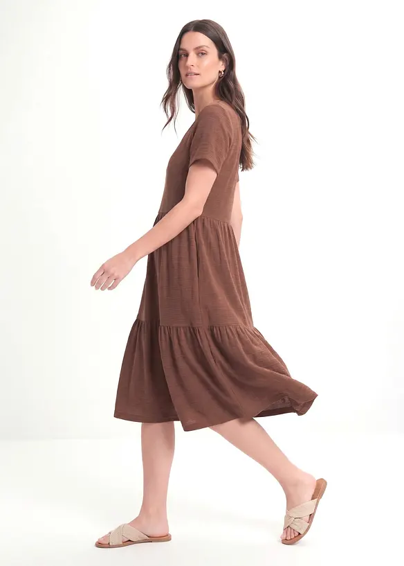 Abito in maglina di misto viscosa con motivo operato, bonprix