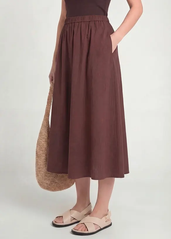 Gonna midi in misto lino, bonprix