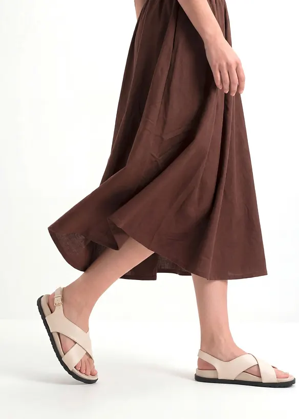 Gonna midi in misto lino, bonprix