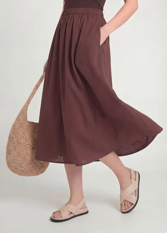 Gonna midi in misto lino, bonprix