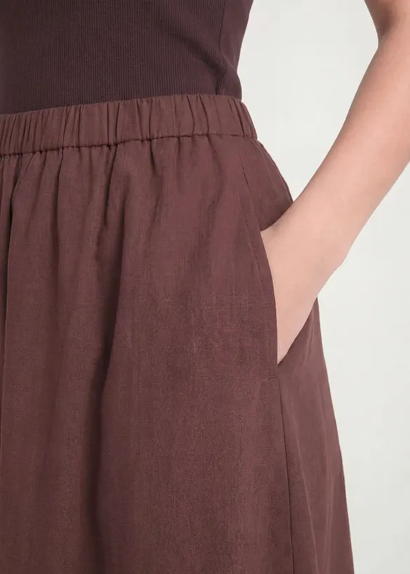 Gonna midi in misto lino, bonprix