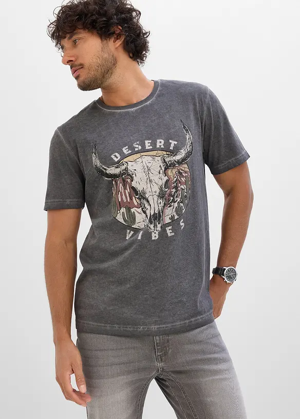 T-shirt in puro cotone biologico con effetto lavato, bonprix