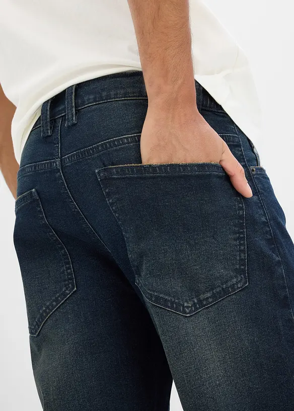 Bermuda lunghi  in jeans con vita elastica, relaxed fit, bonprix