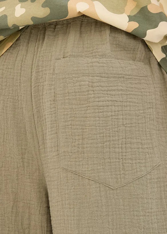 Pantaloni loose fit con elastico in vita in mussola morbida, tapered, bonprix