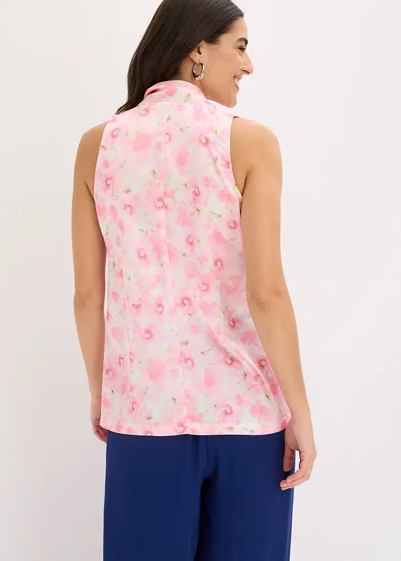 Blusa in satin lucido con lungo nastro da annodare al collo, bonprix
