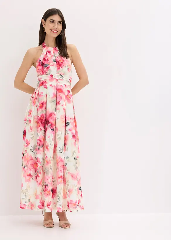 Abito con scollo all'americana in cr&ecirc;pe operato, bonprix